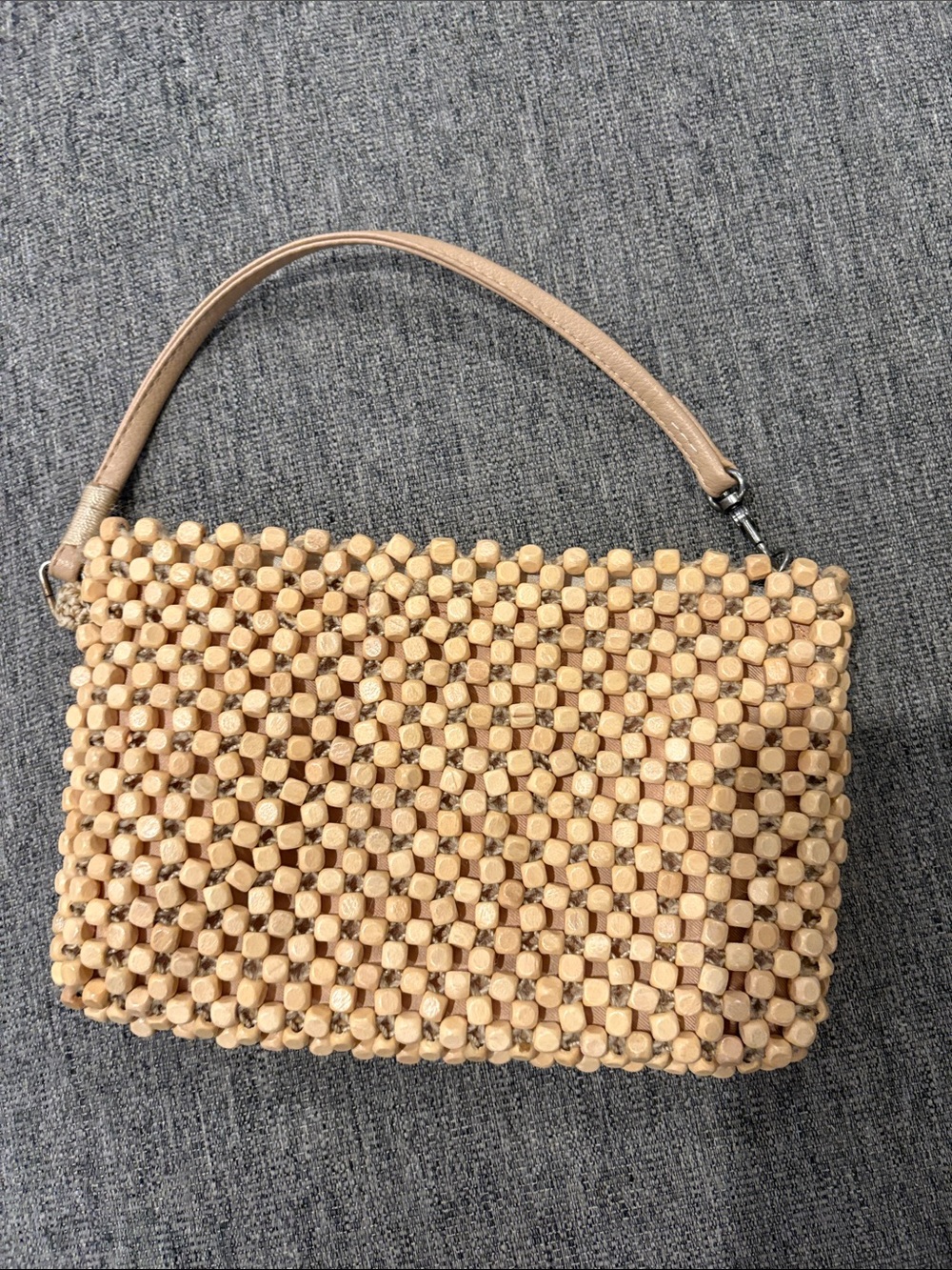 The Sak Handwoven Beaded Wristlet in Beige